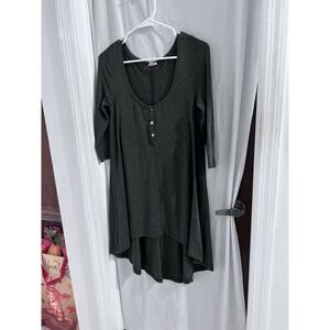 Ecote Urban Outfitters Gray Lightweight Ribbed Knit Laurel Henley Dress M Skater